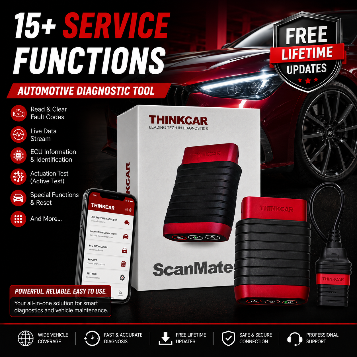 ThinkCar ScanMate — 15+ service functions, free lifetime updates